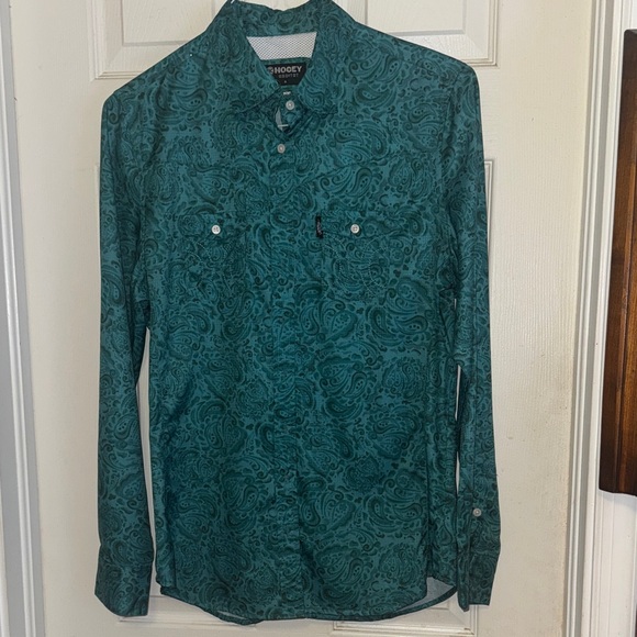 Hooey Teal Paisley Western Snap Button Shirt - Picture 1 of 8